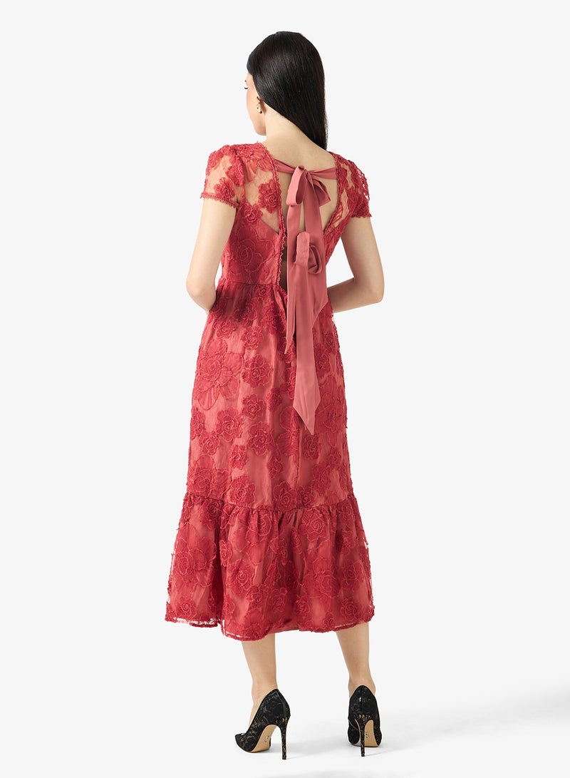 Just Me Mesh Detailed Tiered Dress - Image 2